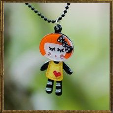Cheeky Girl necklace - orange & black
