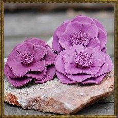 Purple Leather Flower brooch