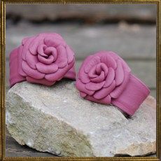 Dusky pink Leather Flower Cuff