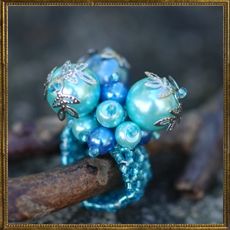 Pearl Explosion ring - turquoise