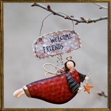 Metal Welcome Friends flying angel