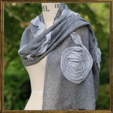 Mohair Flower scarf - grey
