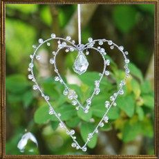 Beaded Metal hearts - clear