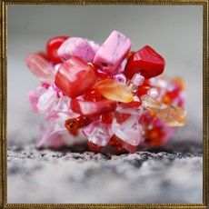 Stone Cluster ring - red & pink