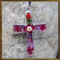 Flower cross necklace - large