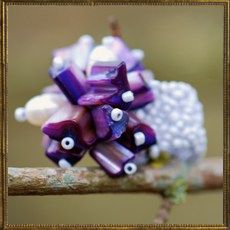 Jazz Beaded ring - white & purple