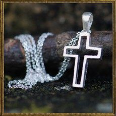 Brushed Silver cross necklace